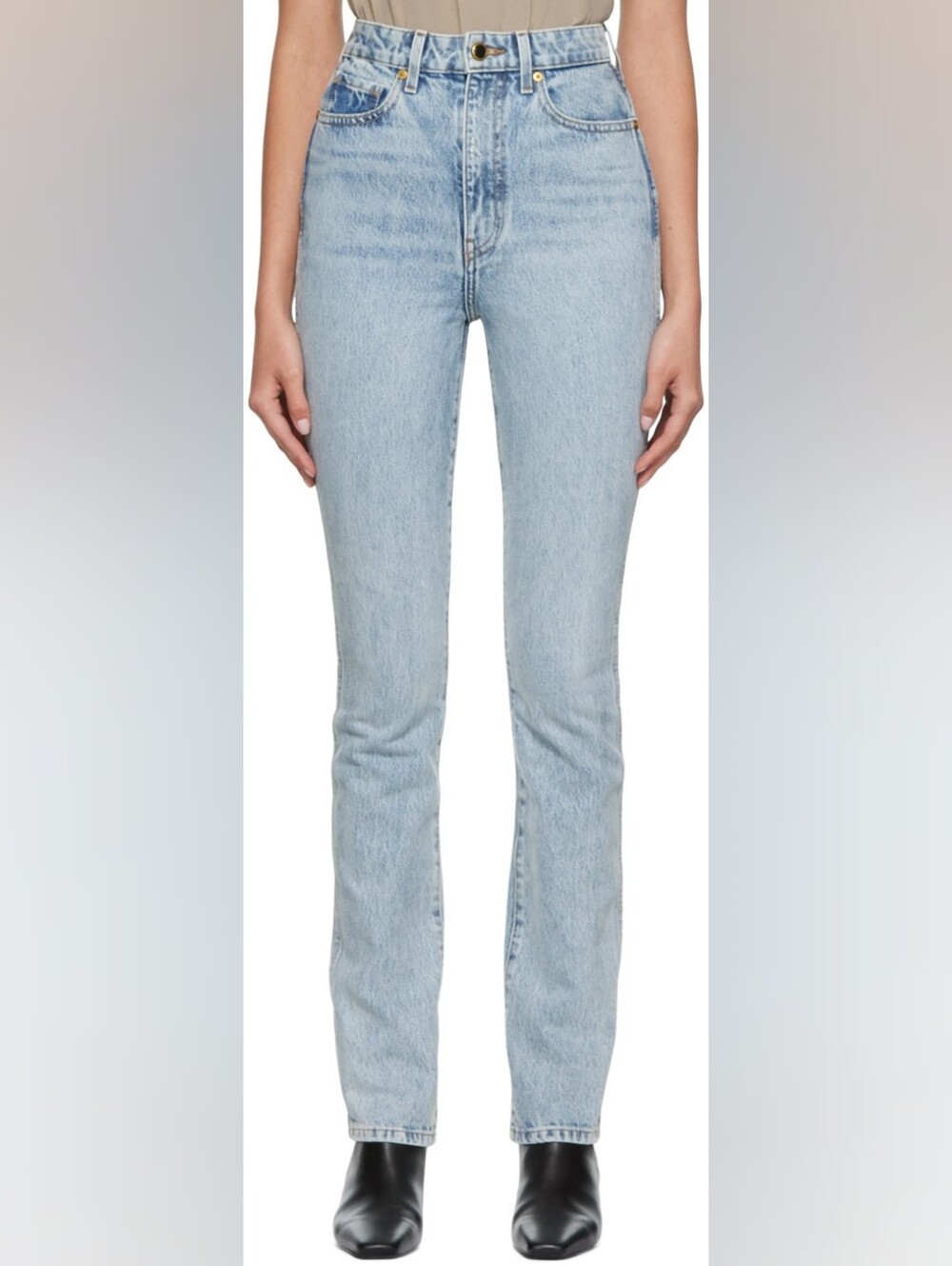 KHAITE Daria Slim Fit Straight Leg Light Wash Denim Blue Made In USA Sz 27, New